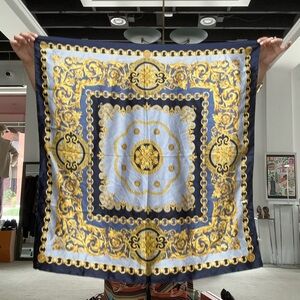 Elegant Blue and Gold Scarf